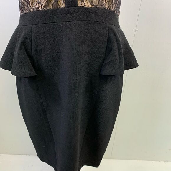 Heartloom Madelyn Black Cocktail Lacy Peplum Dress Size M - Picture 8 of 15